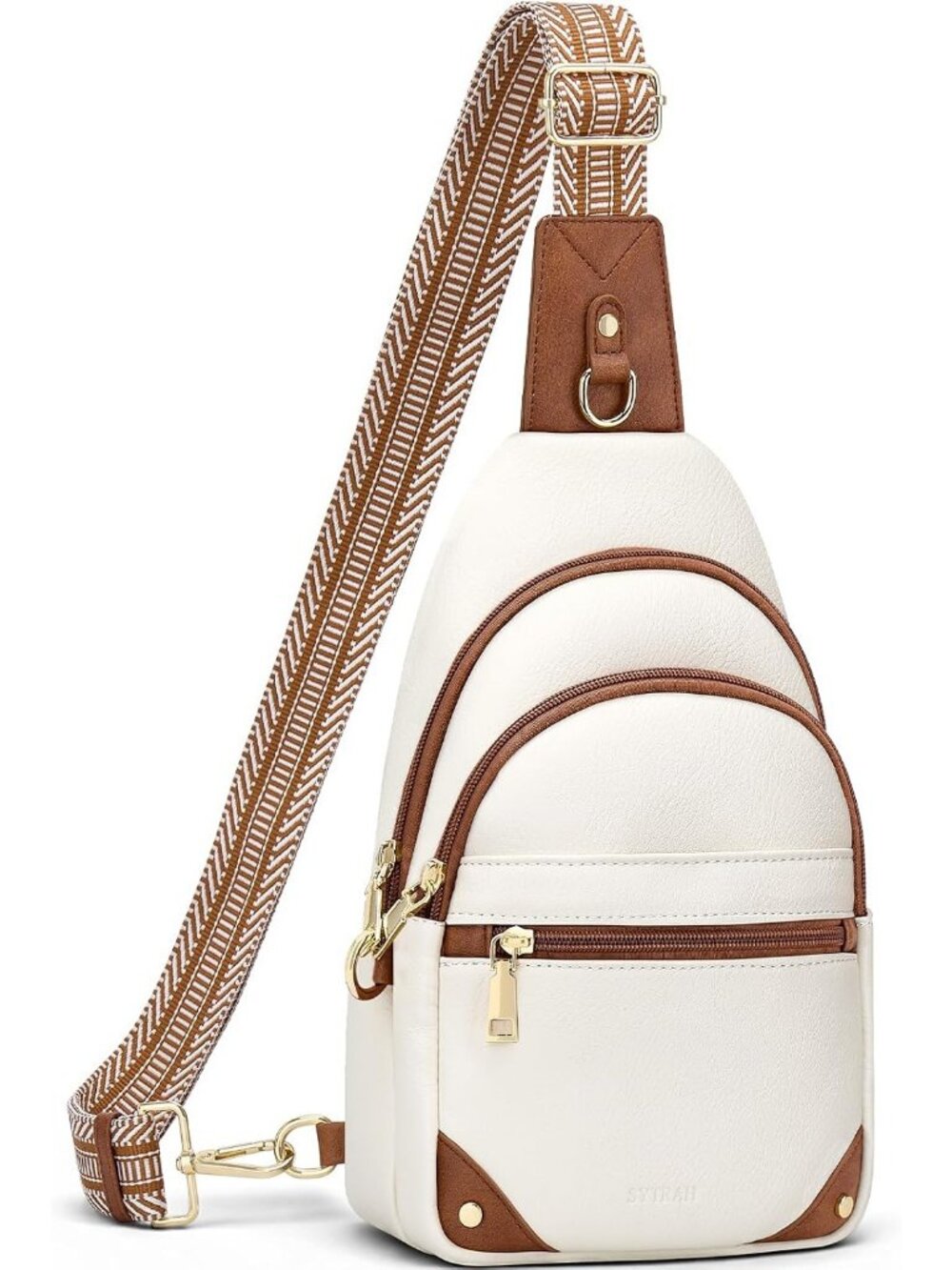 Women's Beige Brown Anti Theft RFID Travel Sling Purse Secure Crossbody Bag